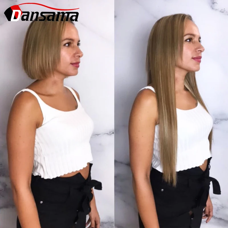 

DANSAMA 22 Inch Tape In Synthetic Hair Extensions 40Pcs/100g/pack Silky Straight Tape PU Seamless Skin Weft 17 Colors Can Buy