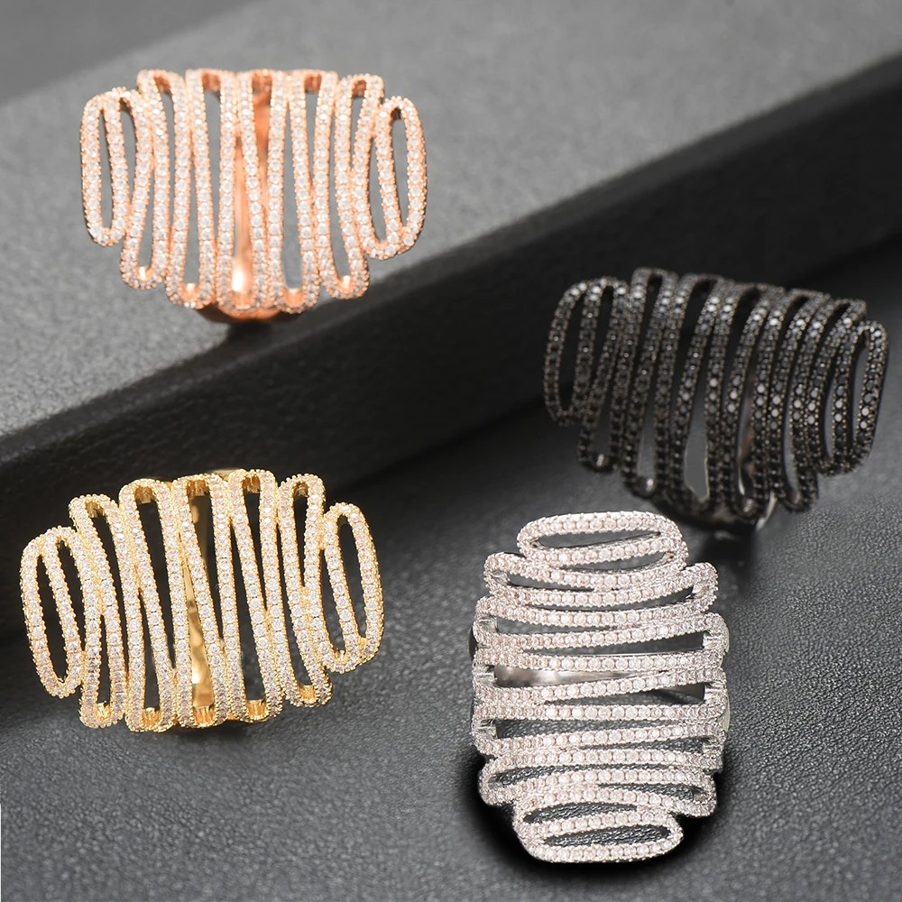 2021 Trendy Stacks Charm Statement Ring for Women Cubic Zircon Finger Rings Beads Charm Ring Bohemian Beach Jewelry