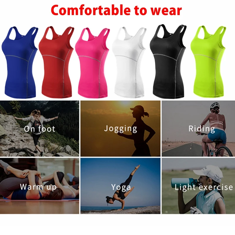 Women's Athletic Sleeveless Vest Compression Quick Dry Yoga Sport Shirts Vest Tights Base Layer Gym Running Quick Dry Tank Top