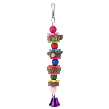 

Wooden Birds Parrot Colorful Chew Toys Hanging Cage Bite Swing Climb Toy with Bell
