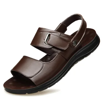 

2020 New Men Sandals Genuine Split Leather Men Beach Shoes Brand Men Casual Shoes Men Slippers Sneakers Summer Shoes Flip Flops