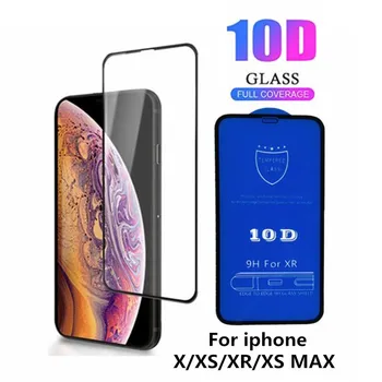 

10pcs 10D Anti-fingerprint Tempered Glass For iPhone 11 Pro Max XS XR X 8 7 6 6S Plus Full Cover Curved Screen Protector