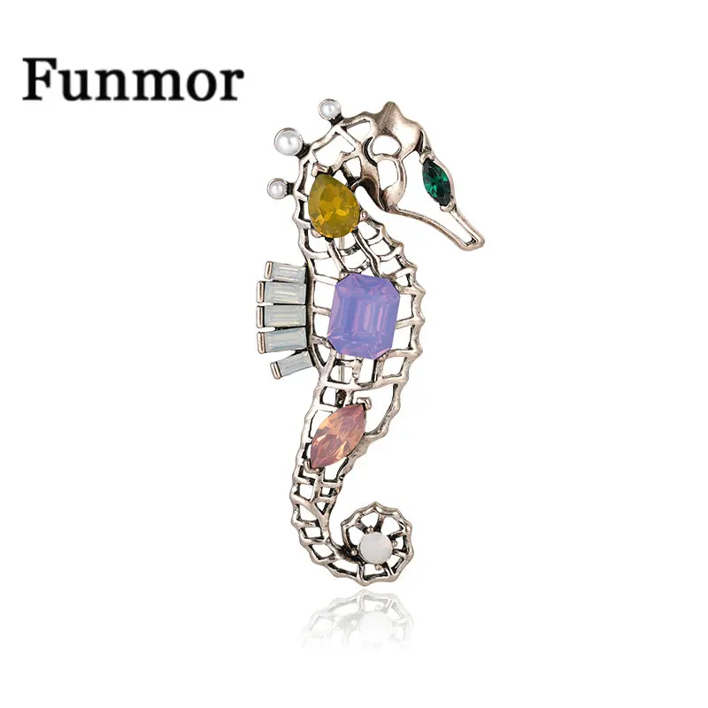 

Funmor Vintage Seahorse Hollow Out Brooch Opal Decoration Pins For Women Girls Routine Prom Accessories Lapel Scarf Ornaments