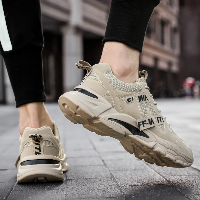 Tanie 2019 męskie buty na co dzień oddychające grube dno sznurowane męskie tenisówki Off sport białe Fitness białe buty zapatos de hombre