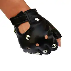 Мужские перчатки кожаные для рук мужские полупальчиковые байкерские перчатки для вождения из искусственной кожи черные панковские