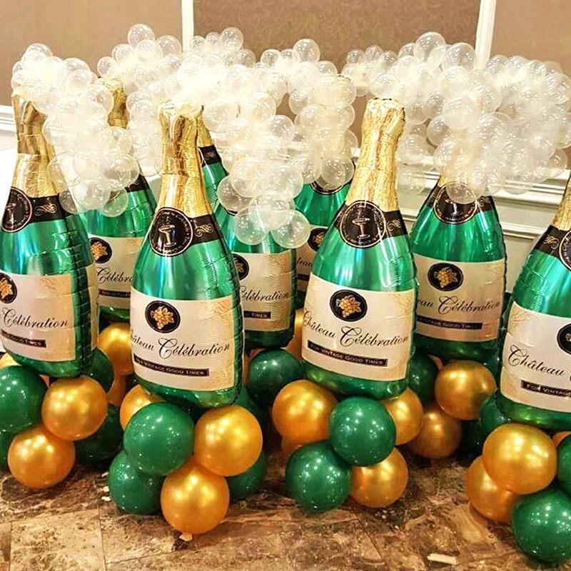 2 шт Розовое золото большая бутылка шампанского воздушные шары 1st счастливые Свадебные украшения для дня рождения первый мальчик девочка вечерние принадлежности один год Декор