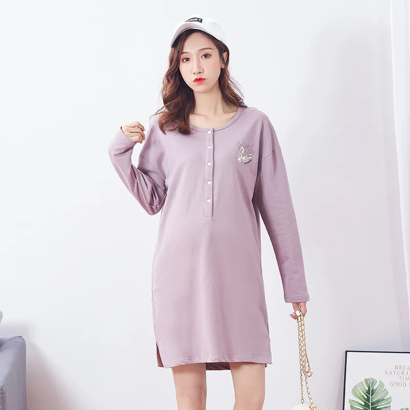 

Maternity Clothes Autumn And Winter 2019 New Style Fashion Models Korean Series Slim Fit Pure Cotton Nursing Cool Printed Medium