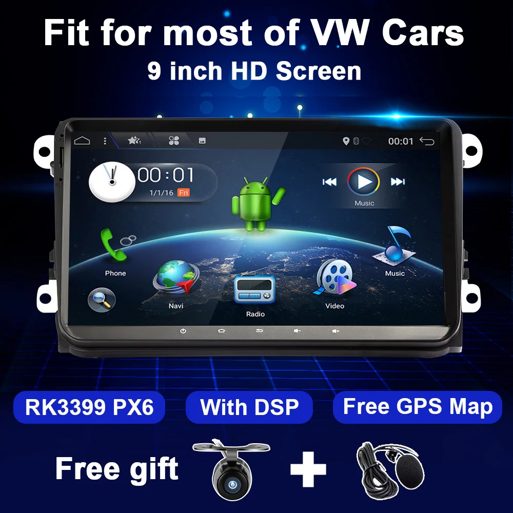 Автомагнитола на Android для VW Passat B6 B7 Golf 5 6 Polo Tiguan Touran T5 Magotan CC Skoda Octavia мультимедийный