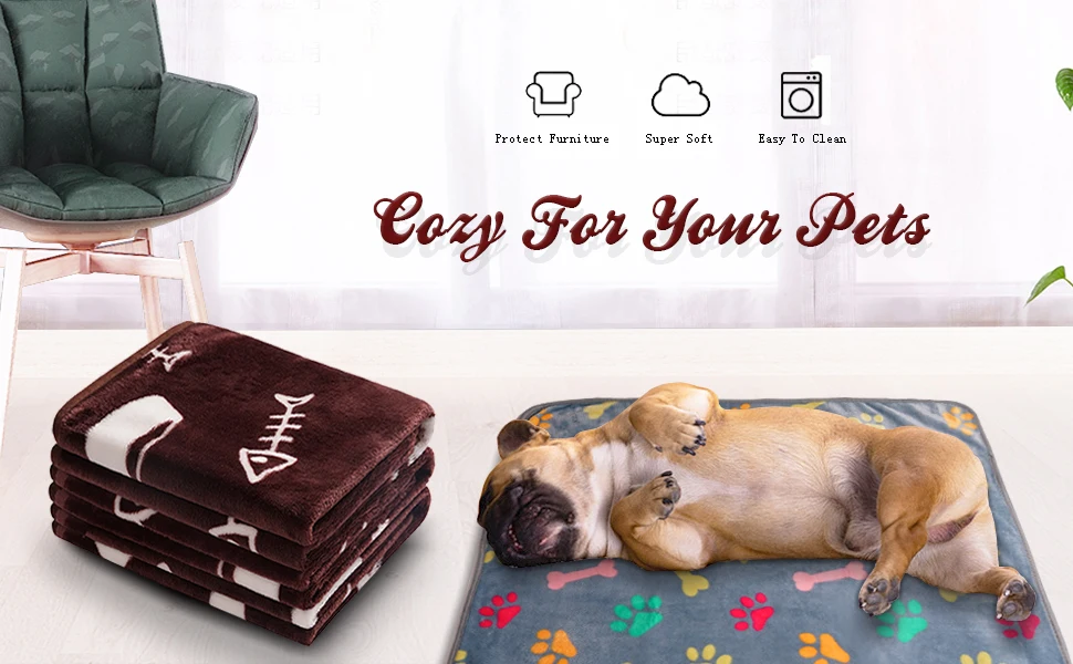 3 упаковки одеяло для домашних животных кровать коврики супер мягкий пушистый Премиум флис Bone печати теплые фланелевые Пледы для собак, щенков, кошек