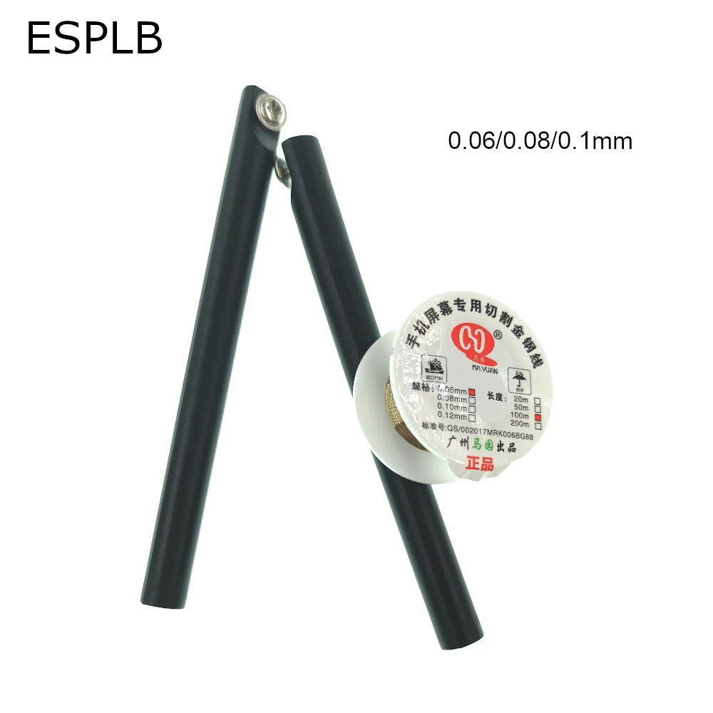 ESPLB 0,06 mm/0,08 mm/0,1 mm 100 m Drahtschneidlinie mit Griff für iPhone, Handy, LCD-Bildschirm, Trennung, Reparatur, Handwerkzeuge