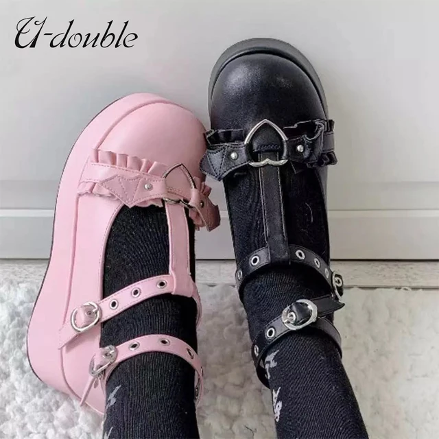 U-DOUBLE Brand Lolita Shoes Cute Mary Janes Pumps Platform Wedges Women Shoes Large Size 43 Pumps Sweet Gothic Punk Shoes Woman 5