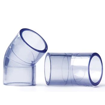 

20mm 25mm 32mm 40mm 50mm ID Transparent 45 Degree Elbow PVC Tube Joint Pipe Fitting Water Connector For Garden Irrigation
