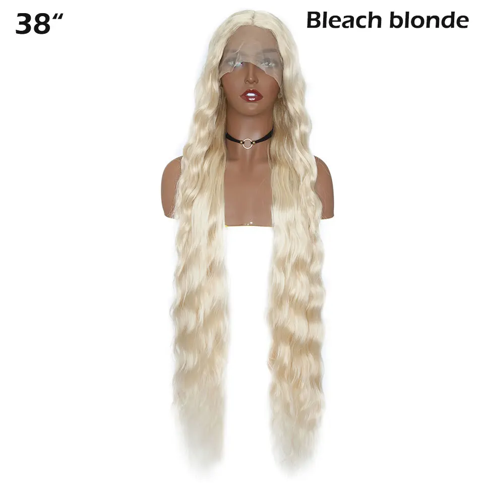 bleach blonde S-noilite синтетический парик на кружеве черный волнистый "* 0,6" глубокая часть шнурка Ombre парики для женщин афро длинные волосы парик - Цвет: bleach blonde