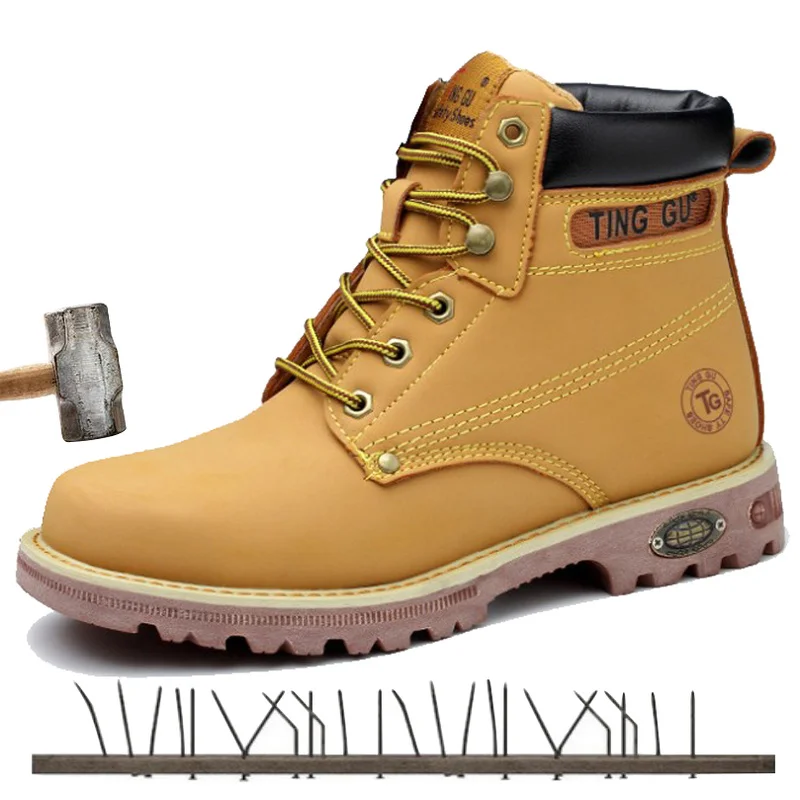 

2019 Genuine Leather Men Steel Toe Cap Dr Martin Boots Autumn Winter Work Safety Boots Solid Ankle Boots Punk Men Safety Shoes