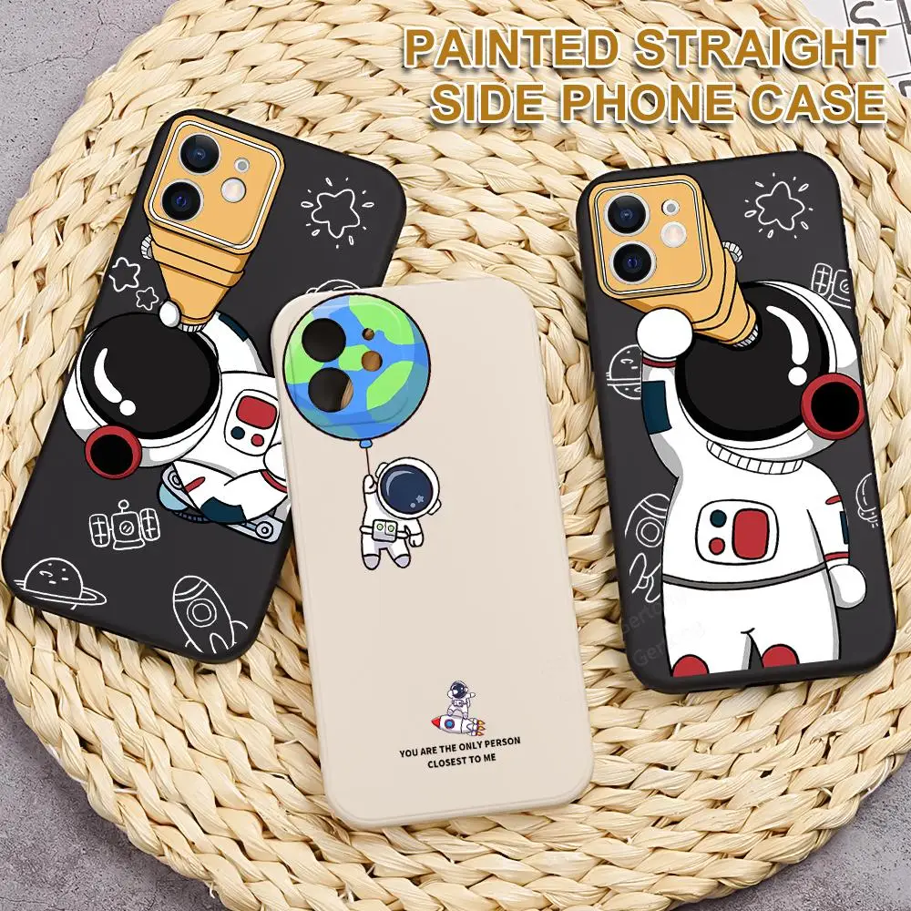 Planet Astronaut Phone Case For iPhone 13 11 12 Pro Max XS XR X 8 7 Plus SE 2020 Protective Cover Cute Cartoon Soft | Мобильные