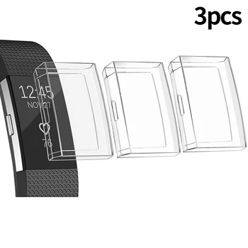 

3 Pack Crystal TPU Protective Cases Frame Shockproof Shell Soft Full Cover Case for Fitbit Charge 2 Smart Watch