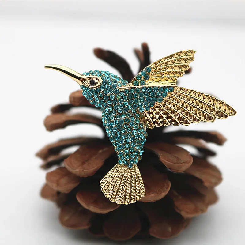 

Korean-style New Style Spring Retro Cute Hummingbird Brooch Women's Corsage Full of Crystals Cardigan Overcoat Brooch Corsage Or