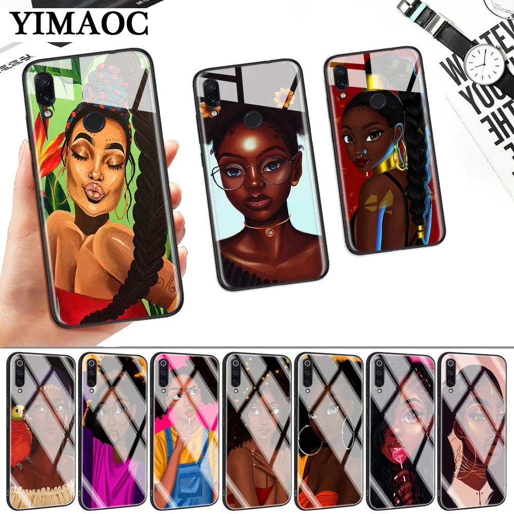 Black Girl Magic women Glass Case for Xiaomi 8 Lite 9 A1 A2 5X 6X F1 Redmi 4X 6A Note 5 6 7 Pro |