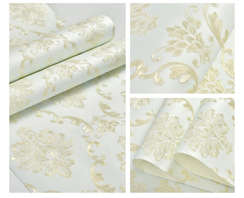 Luxury Embossed Damask Wallpaper Self-adhesive Finely Pressed Non-woven Fabric Thickened 3D Wallpaper European Style Home Decor