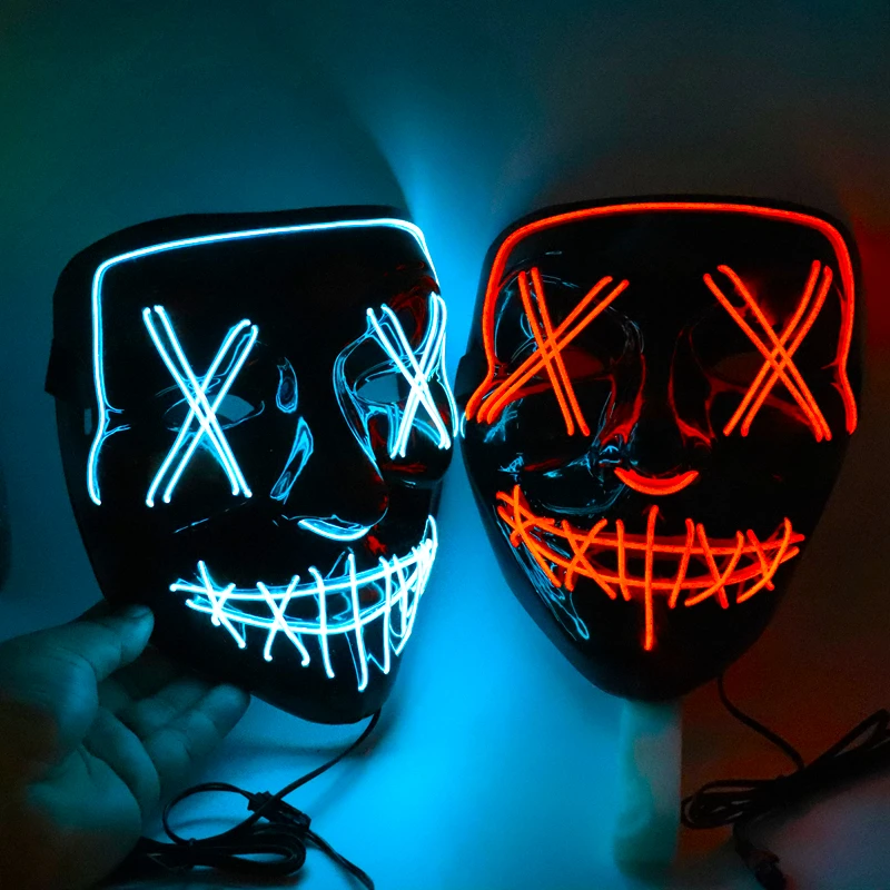 Хэллоуин СВЕТОДИОДНЫЙ маска со шрамом светящаяся EL Wire светящаяся маска весь день Святого диджея костюм вечерние костюмы для ночного клуба маски Светящиеся в темноте