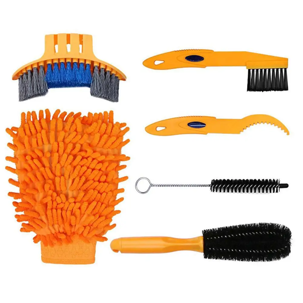 6pcs Studyset велосипедная цепь шайба набор аксессуары для горных велосипедов велосипед тоже Чистящая Щетка - Цвет: 6pcs