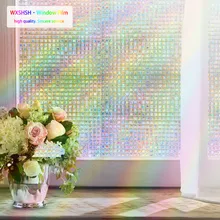 Wxshsh Радужная декоративная оконная пленка тонированные статические самоклеющиеся клеящиеся стеклянные наклейки 3D Мозаика конфиденциальность окна фольга htv винил
