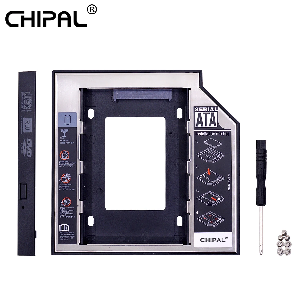 CHIPAL 2nd HDD Caddy 12 7 мм 9 5 SATA 3 0 2 ''HD корпус жесткого диска SSD Чехол Коробка для