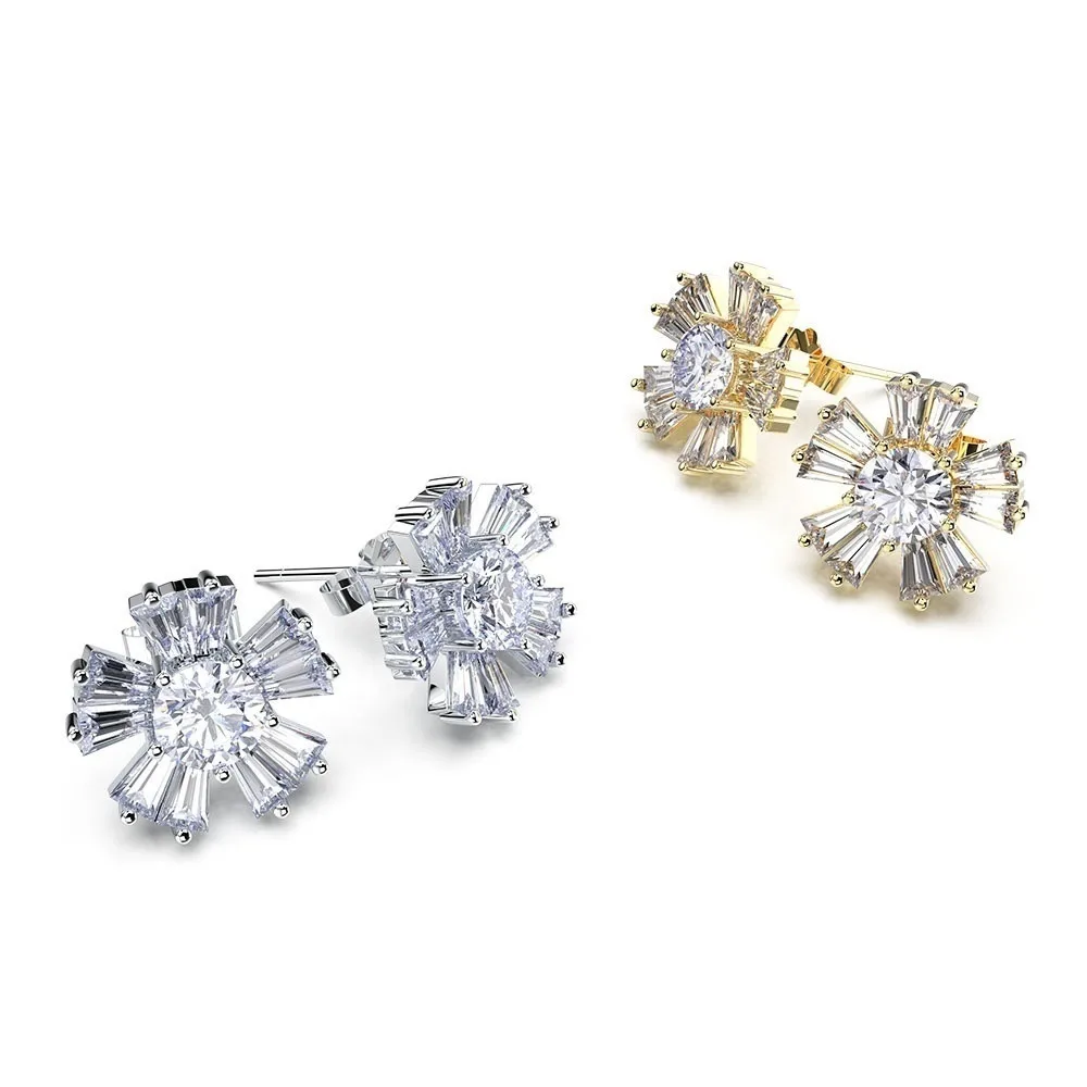 

Exquisite Gold/Silver Color Snowflake Stud Earrings Inlay White Zircon Crystal Earrings Bridal Earrings Wedding Banquet Jewelry