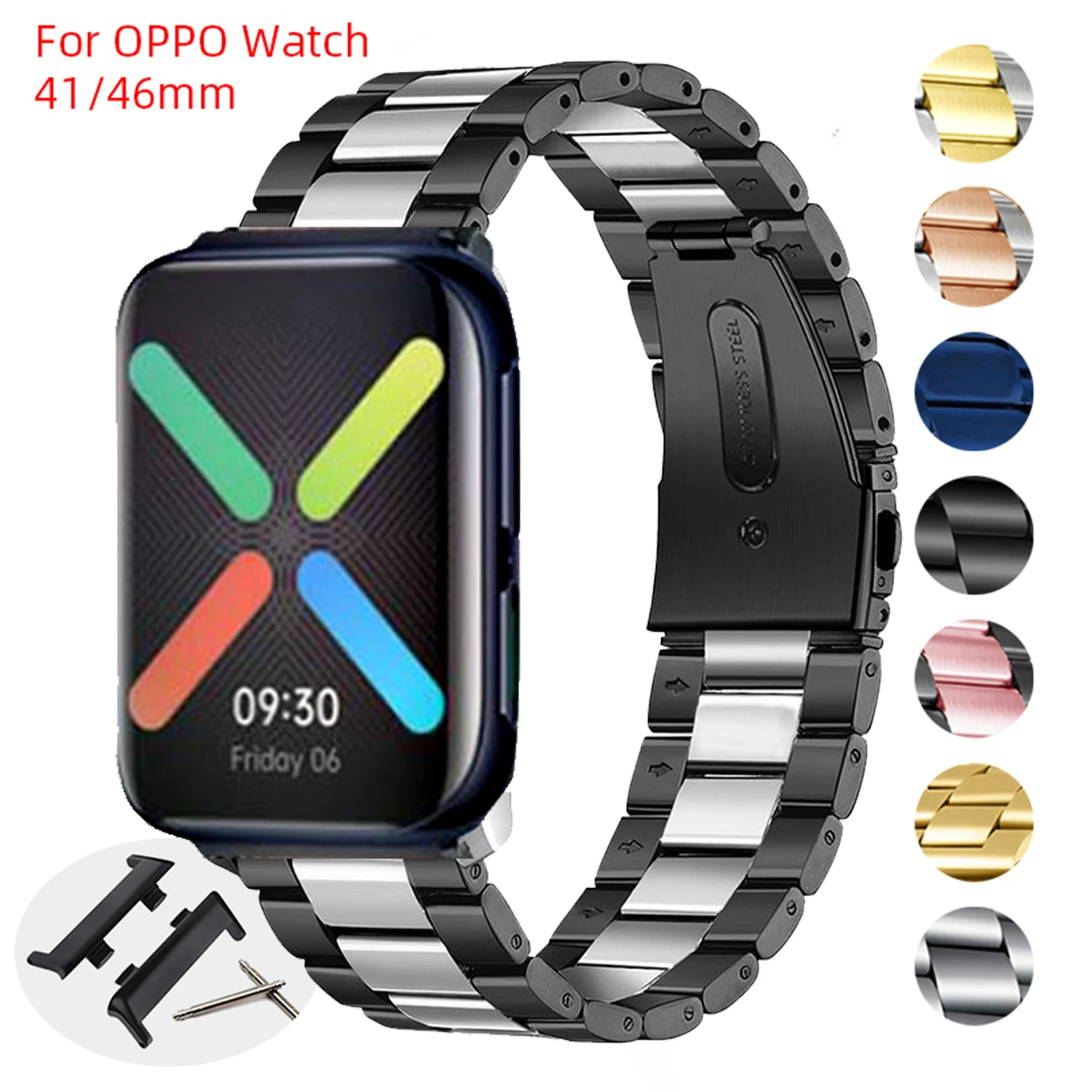 Ремешок из нержавеющей стали для oppo Watch Band Классический быстросъемный браслет