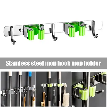 

Broom Holder Heavy Duty Practical Clip Mop Organizer Wall Mount Hook Stainless Steel Storage Space Saving Hanger HUG-Dea