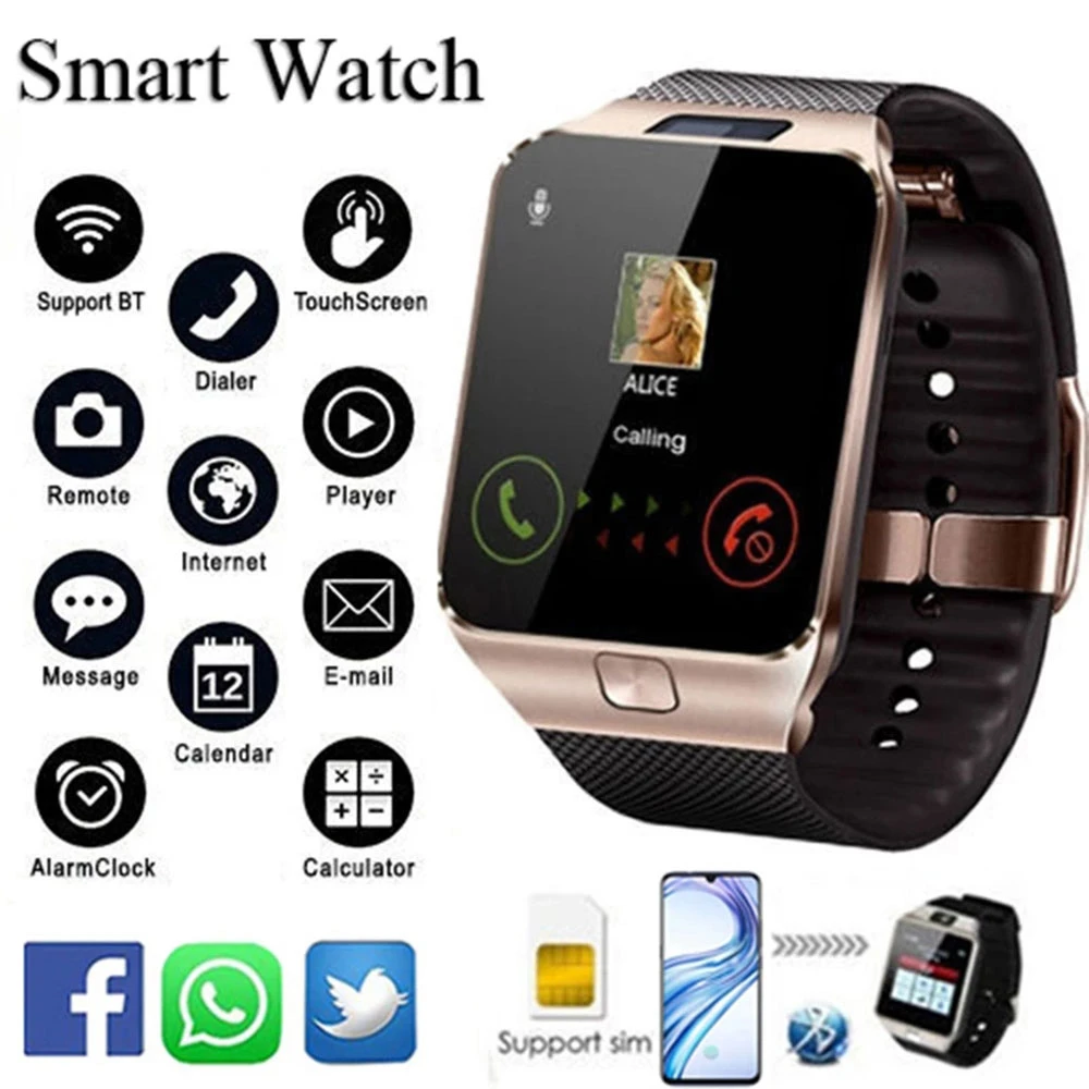 Smart Watch DZ09 Touchscreen Bluetooth Wrist Smart Phone Watch Sports Fitness Tracker Camera Compatible with iOS Android