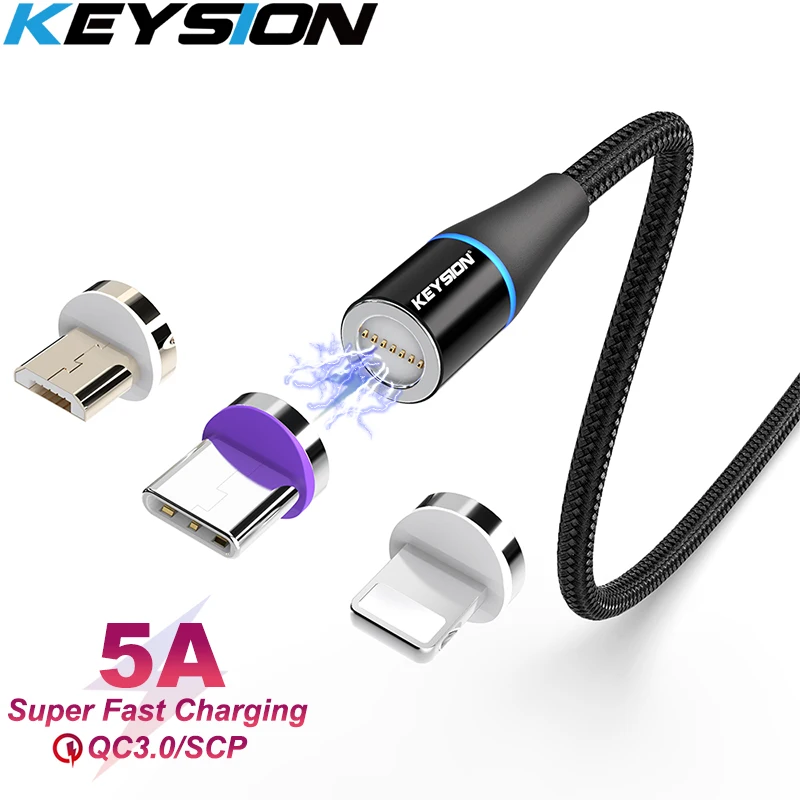 

KEYSION USB Type-C Fast Charging Magnetic Cable For Xiaomi Mi 9T 9 se A3 redmi note 7 8 Pro K20 USB C Phone Magnet Charger wire