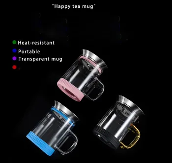 

HESHI Borosilicate glass tea mug borosilicate glass tea pot stainess steel infuser