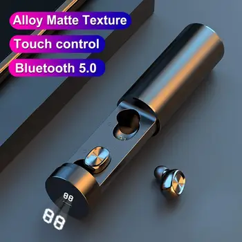 

TWS Bluetooth Earphones Wireless Earbud with 300mAh Charging Case Digital Display Touch Control Volume Adjustable