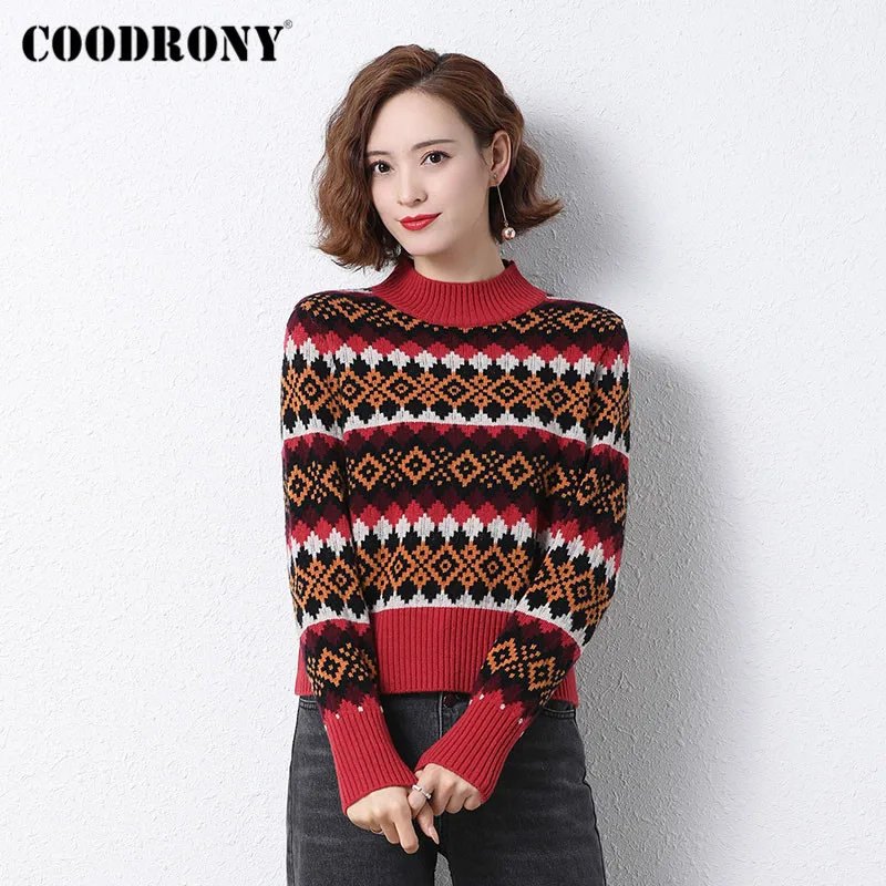 

COODRONY Brand High Quality Knitted Stand Collar Warm Wool Female Jumper 2020 New Autumn Winter Pullover Women's Sweaters W1149