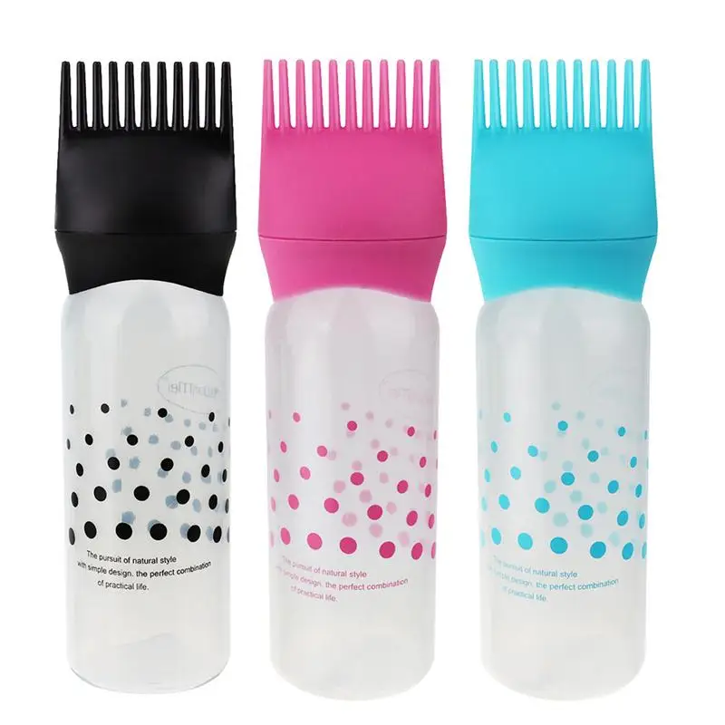 3pcs Colorful Hair Dye Bottles Hairdressing Applicator With Scale Lines