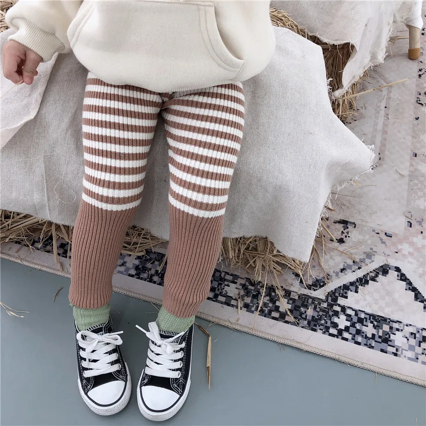 Г., новые штаны в полоску для маленьких девочек на осень и зиму облегающий свитер для маленьких детей, брюки детские базовые Хлопковые Штаны