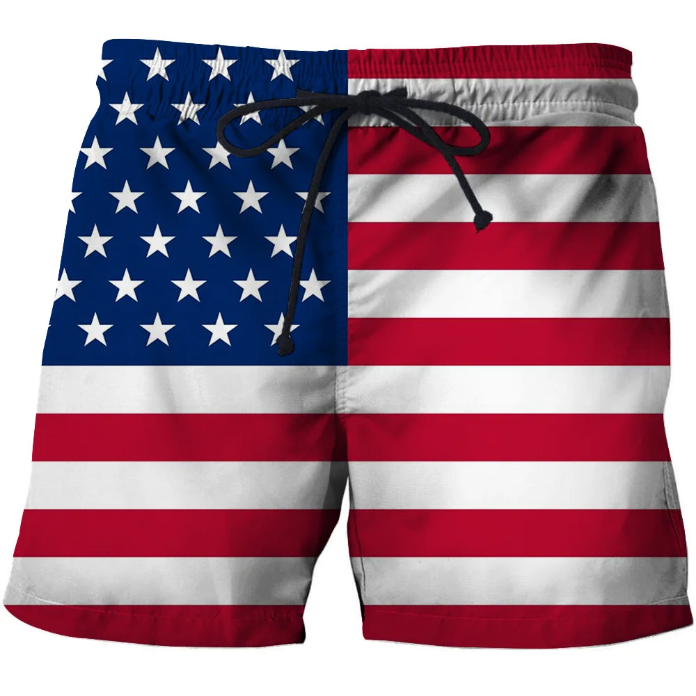 

MoneRffi 2020 Summer Mens Shorts Flag 3D Printe Shorts Men Elastic Waist Loose Pants Quick Dry Beach Casual Short Homme