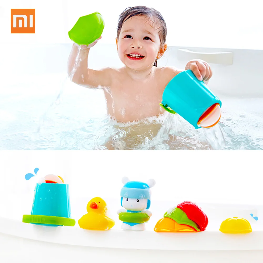 

7pcs/lot Xiaomi Mitu Hape Baby Shower Toy Set Kids Cute Bath Toy Bathing Suit Color Safety Cartoon Multiple Gameplay