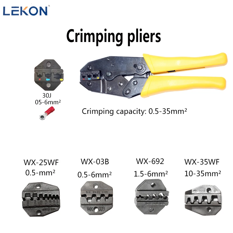 

Crimping pliers jaws kit package for terminals，multitool crimping tool set，tube spade Fork terminal crimp pliers 0.5-35mm WX-30