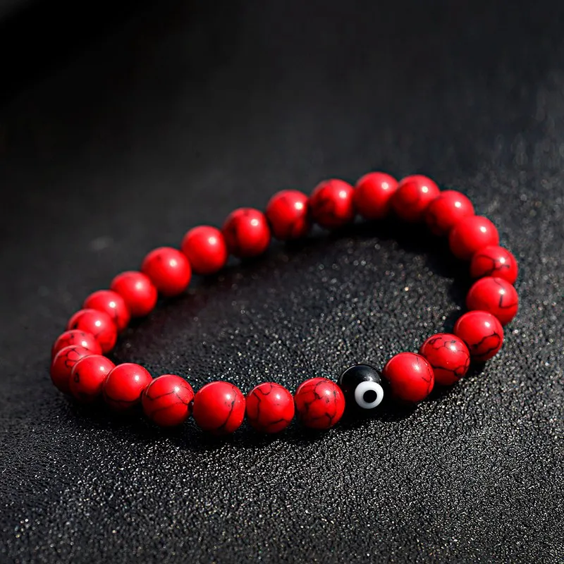 Очаровательный бисер, от сглаза браслет Pulsera Hombre Для женщин 8 мм Круглый Белый Камень Чакра эластичные браслеты Homme Для мужчин Erkek