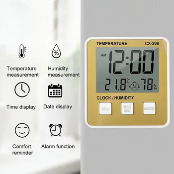 

Electronic Thermometer Digital Wireless Hygrometer Temperature Humidity Monitor LCD Display Bracket Alarm Function