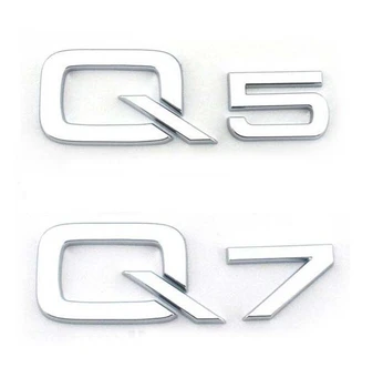 

1Pc Silver ABS Chrome Car for Q5 Q7 logo 3D Emblem Badge Logo Sticker Decal Fit for Audi Q5 Q7 car-styling car sticker