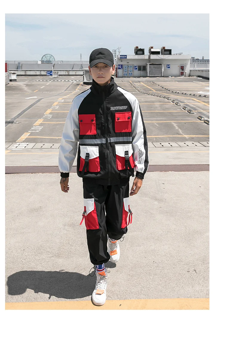 2 предмета, Ropa Deportiva Hombre Moda Survete, мужская куртка+ штаны, комбинированный осенний спортивный костюм с несколькими карманами для мужчин, комплект из двух предметов