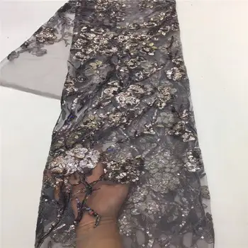 

Sequined African Nigerian Mesh Lace Fabric High Quality Sequins French Tulle Lace Fabric For Very Soft Wedding Dress Sew A1750