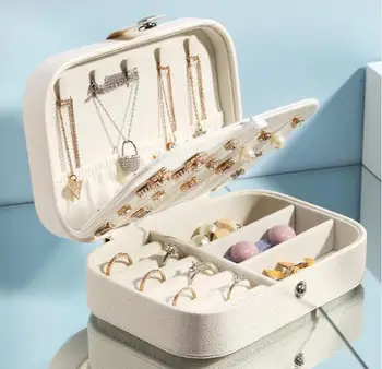 

1PC Korean Style Jewelry Box Organizer Display Storage PU Leather Multi-function Necklace Earring Ring Box for Jewelry QA 280
