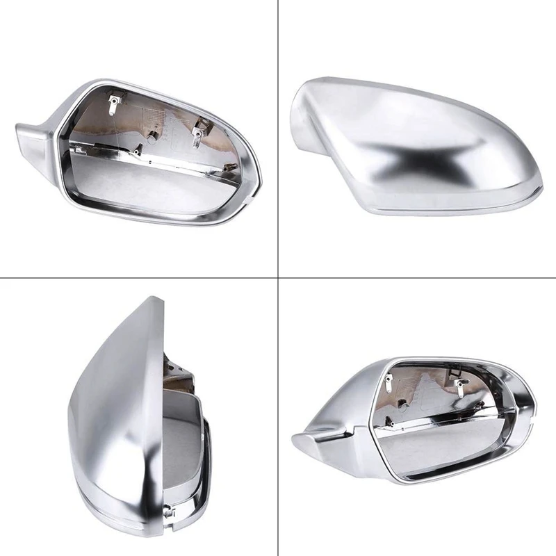 

1 Pair Of Rearview Mirror Shell Cover Protection Cap Matte Chrome For Audi A6 C7 S6