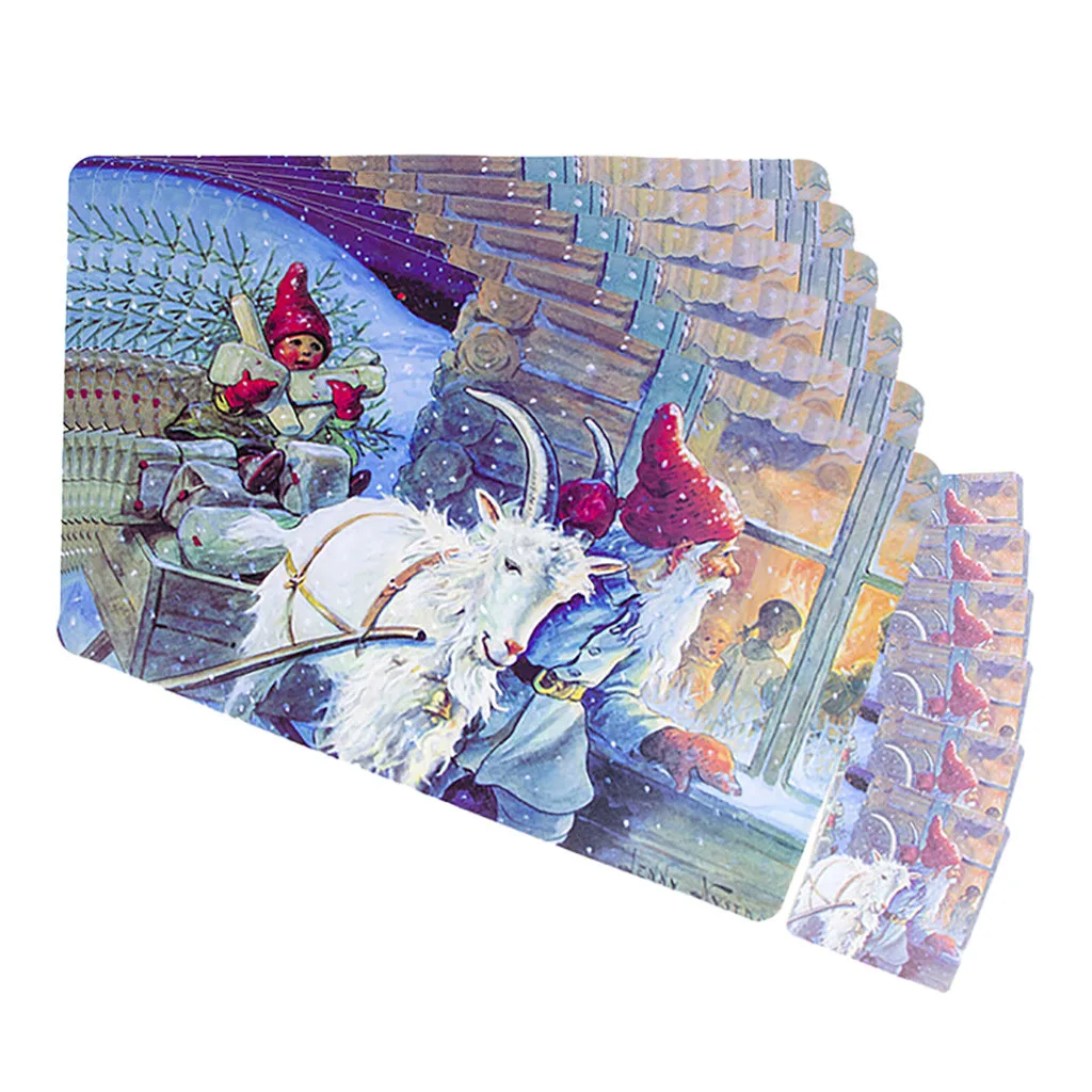 Рождественская чаша салфетка для вилки стол декоративный коврик домашние вечерние ПВХ обеденный Западный для ресторана, дома и кухни украшение стола - Цвет: F