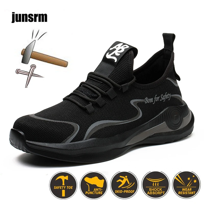 

Lightweight safety shoes, breathable, steel toe cap, puncture-resistant, outdoor sports, men women work boots, industrial