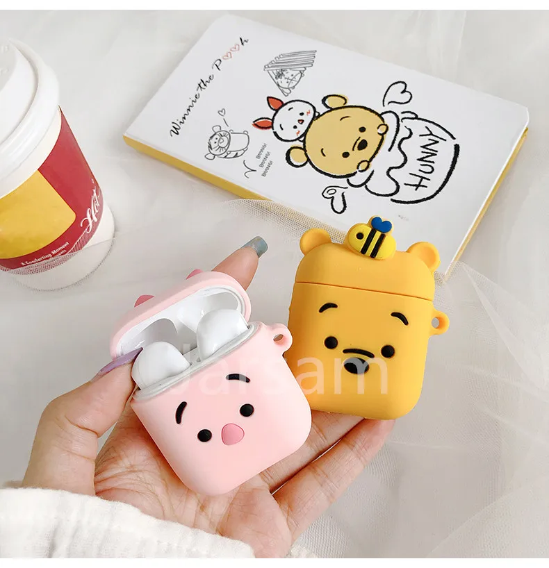 

For AirPods Case Cute 3D Cartoon Pattern Earphone Case For Apple Airpods 2 Soft Silicone Protect Cover